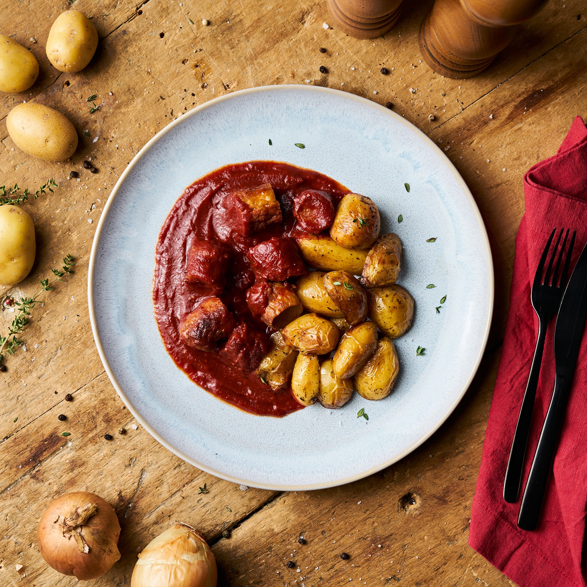 Currywurst in Sauce