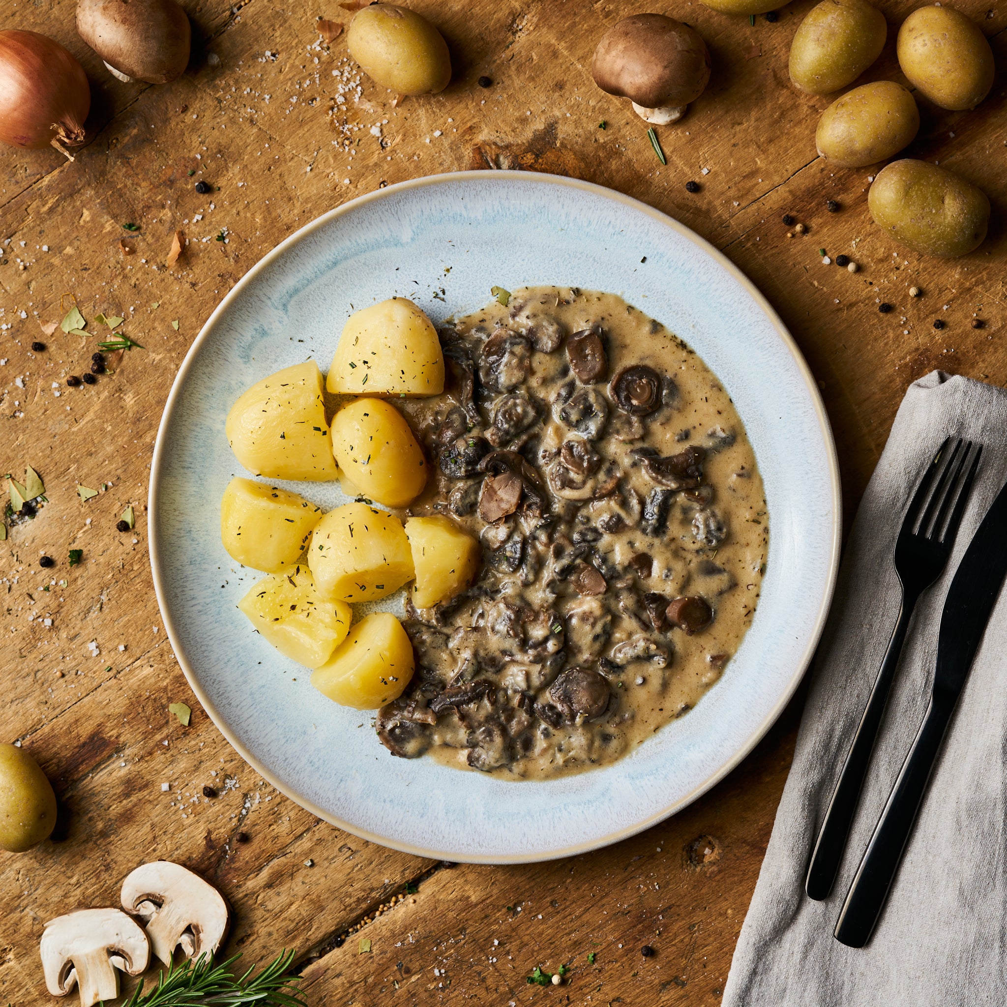 Champignonsauce mit grünem Pfeffer